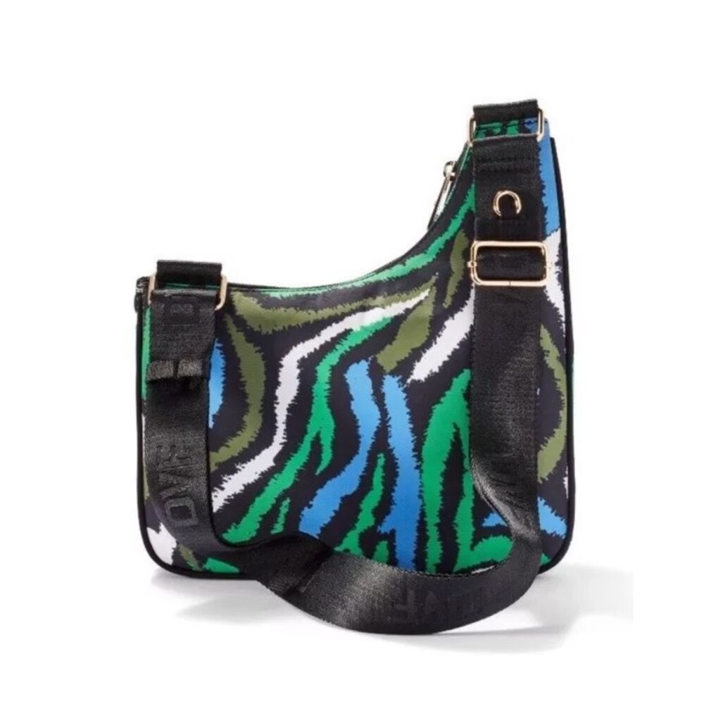 🌴 Diane Von Furstenberg Disco Zebra Green Utility Crossbody Bag - Picture 4 of 8